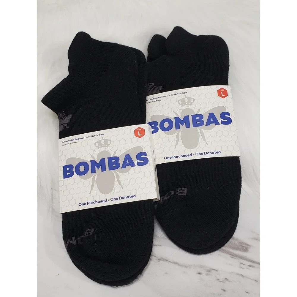 NEW Bombas Men's Ankle Sock - SIZE LARGE BLACK LOT SET 2 PAIR